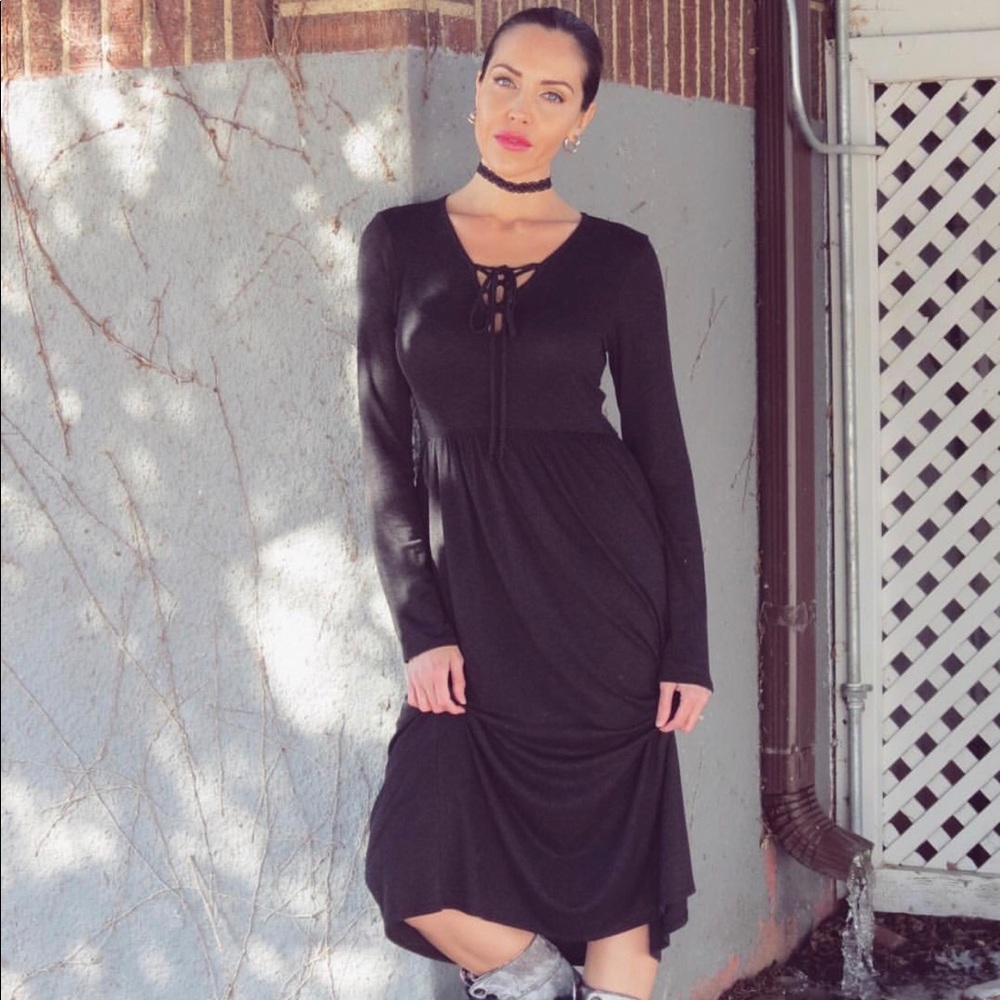 Lace up front dress